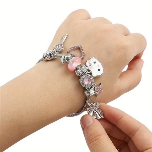 Hello Kitty Bracelets: Adorable Cartoon Bangles for Girls - Perfect Sweet Gifts - Picture 4 of 6